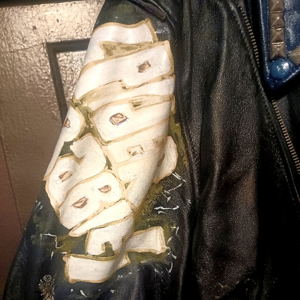 AUTH Punk Studded Leather Jacket worn by member of CA hardcore PUNK band - Picture 9 of 14